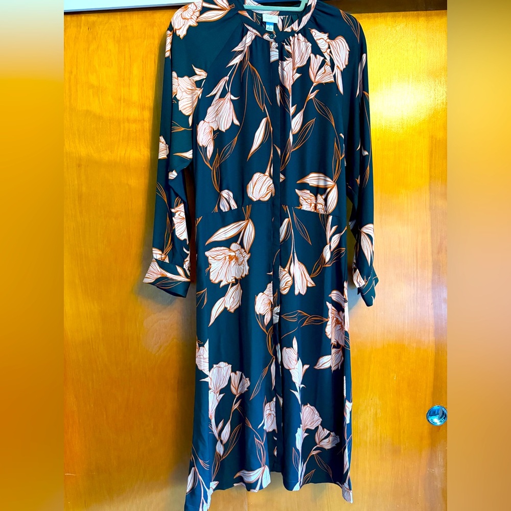 A New Day Floral Button Down A-Line Dress
